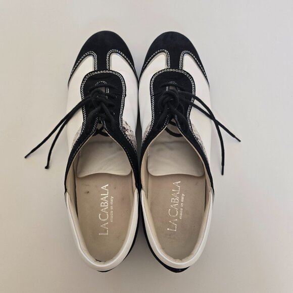 La Cabala Exquisite Elegant Timeless Modern Lace up Sneakers Sz 41 Made in Italy - Picture 3 of 12